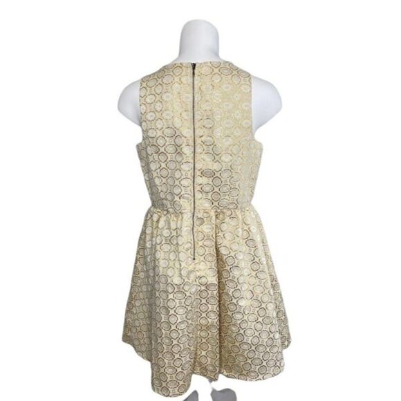 XHILARATION Cream Beige Metallic Gold Fit Flare Sleeveless Dress Sz Medium - Picture 4 of 10